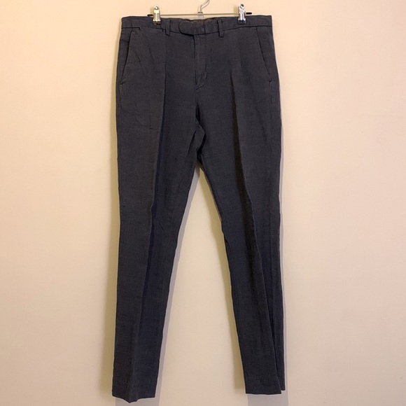 J. Crew Bowery Slim Fit Dress Pant Navy Linen Cotton Blend Waist 33, Length 32 - Picture 4 of 9